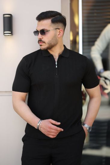 Erkek Yakası Fermuarlı Kısa Kollu T-shirt resmi
